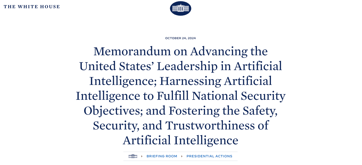 The White House Releases the 1st National Security Memorandum Focused on AI. What Does it Mean for Cybersecurity?